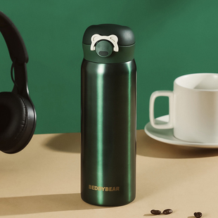 王一博同款水杯绿色杯具熊保温杯成人男女士学生高颜值大容量杯子