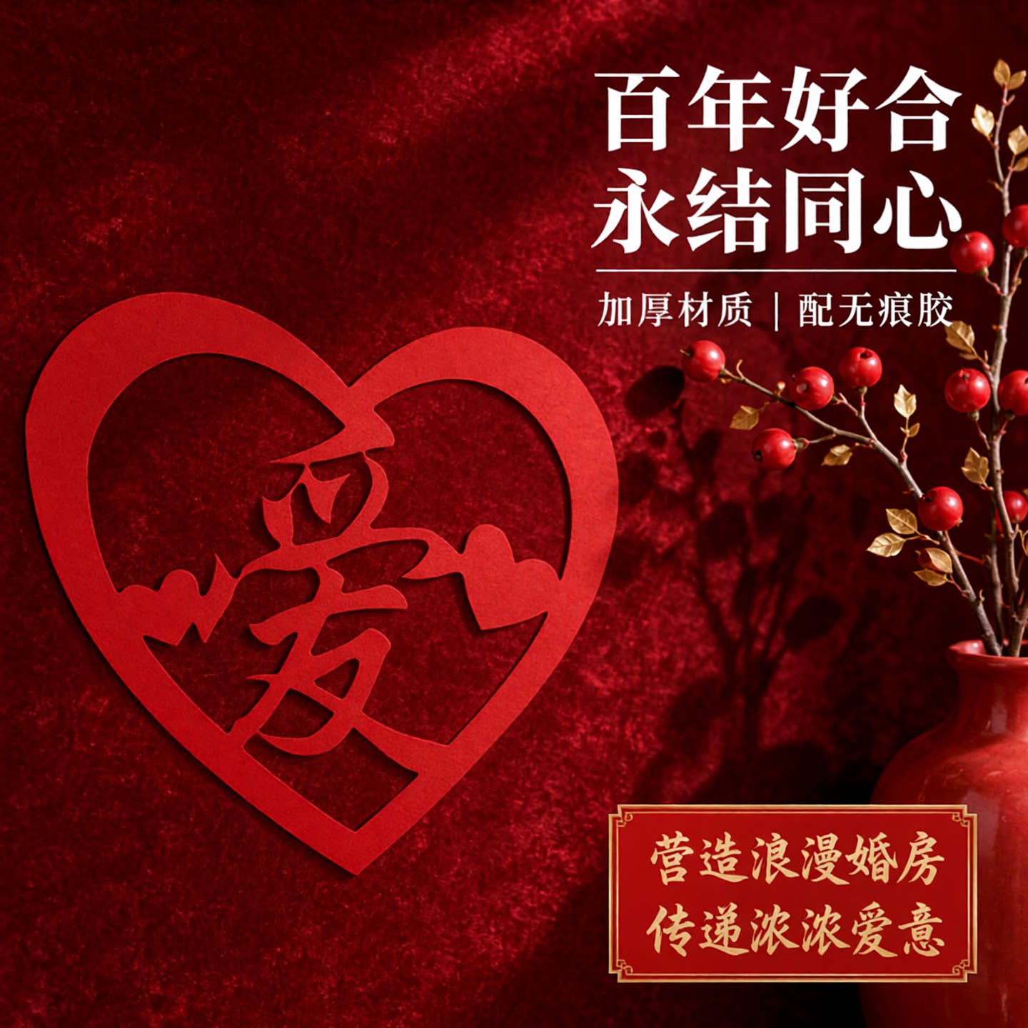 爱 剪纸窗花墙贴玻璃贴纸 喜字贴婚礼装饰婚房布置大喜字结婚专用