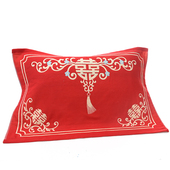 两条装 三层纱布纯棉结婚回礼红枕巾一对全棉透气成人大红枕头巾