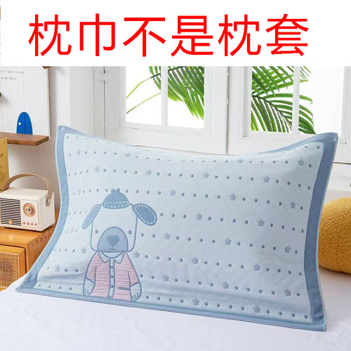细纱枕巾纯棉纱布大号一对
