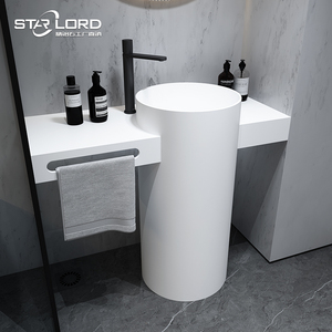 人造石洗脸盆卫生间立柱盆一体落地式酒店洗手盆圆柱阳台定制台盆