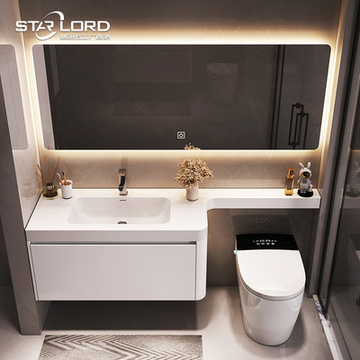 定制家用人造石一体台盆台下挂洗脸洗手盆洗漱台挂壁式卫浴柜组合