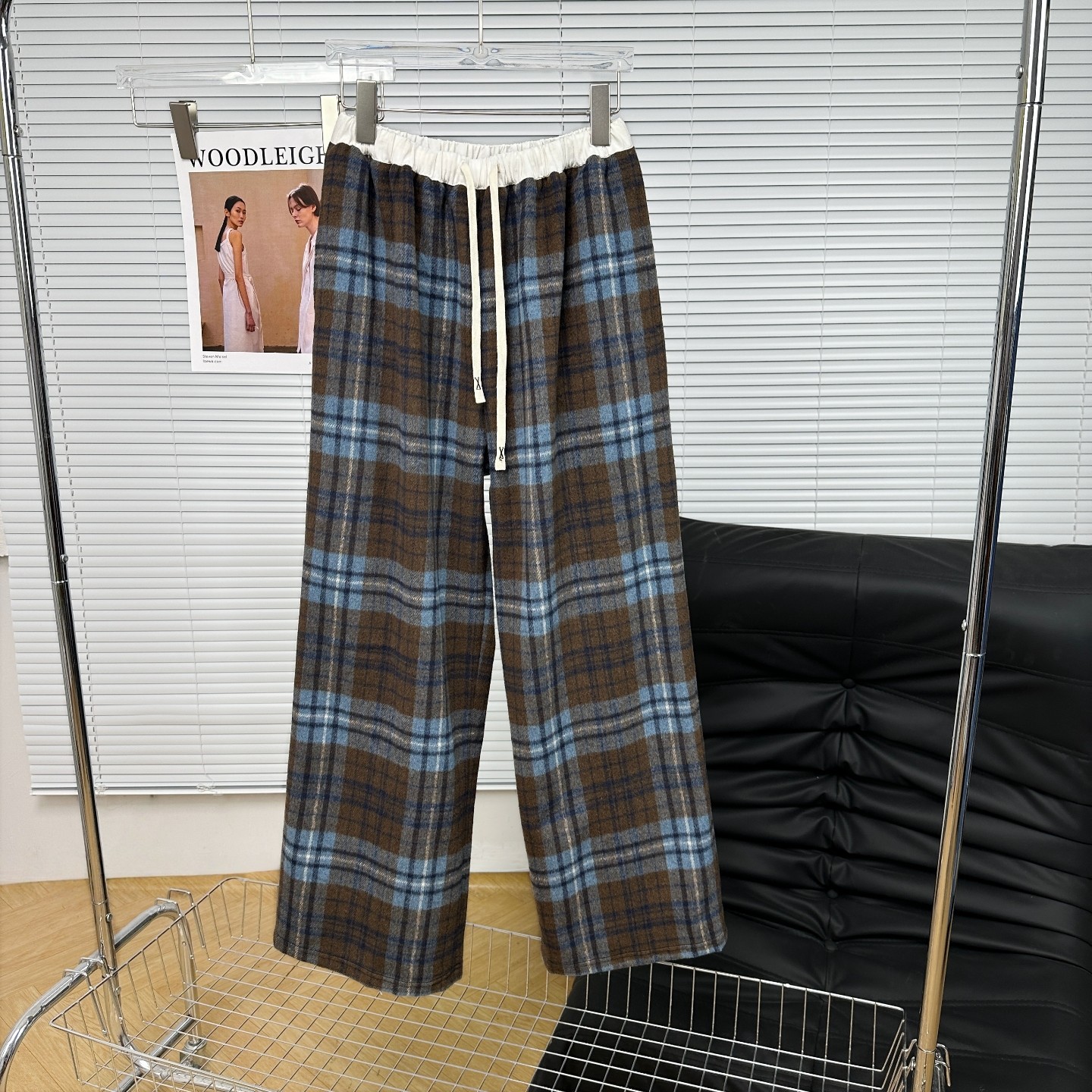 秋冬新款毛呢格阔腿休闲裤复古宽松直筒呢子长裤对格子直筒松紧女,女装/女士精品,休闲裤,淘宝优惠券,粉丝福利购,淘宝优惠卷