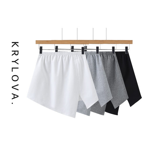 春秋假下摆不规则开叉屁帘短裙