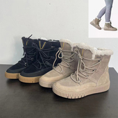 在售129欧 女子羊绒保暖棉靴中筒棉鞋 真皮防滑抗零下20度防水靴子
