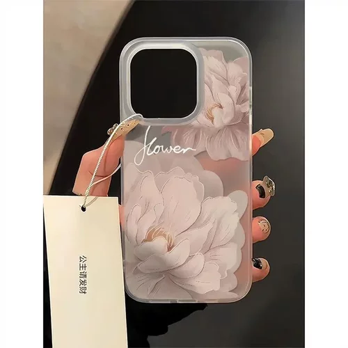 油画大粉花适用iphone16苹果15promax手机 壳14plus/13磨砂12