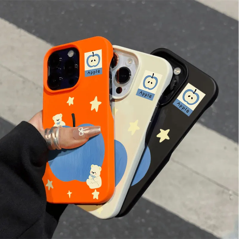 涂鸦星星蓝苹果适用iphone16苹果15P手机壳14 PLUS半包软壳13/12