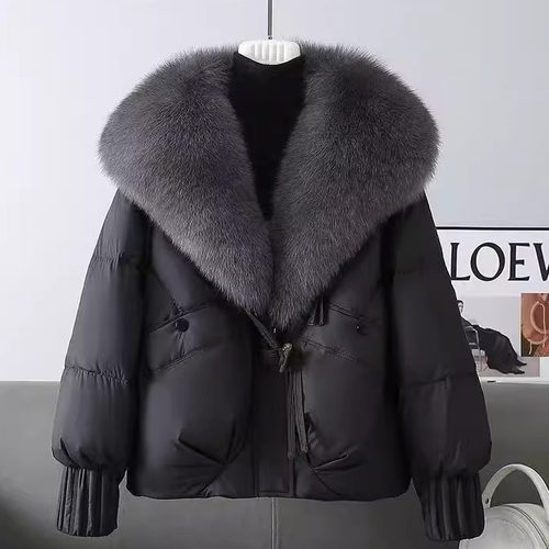 2025冬季新款大码女装羽绒棉服加厚保暖短款洋气大毛领棉袄百搭