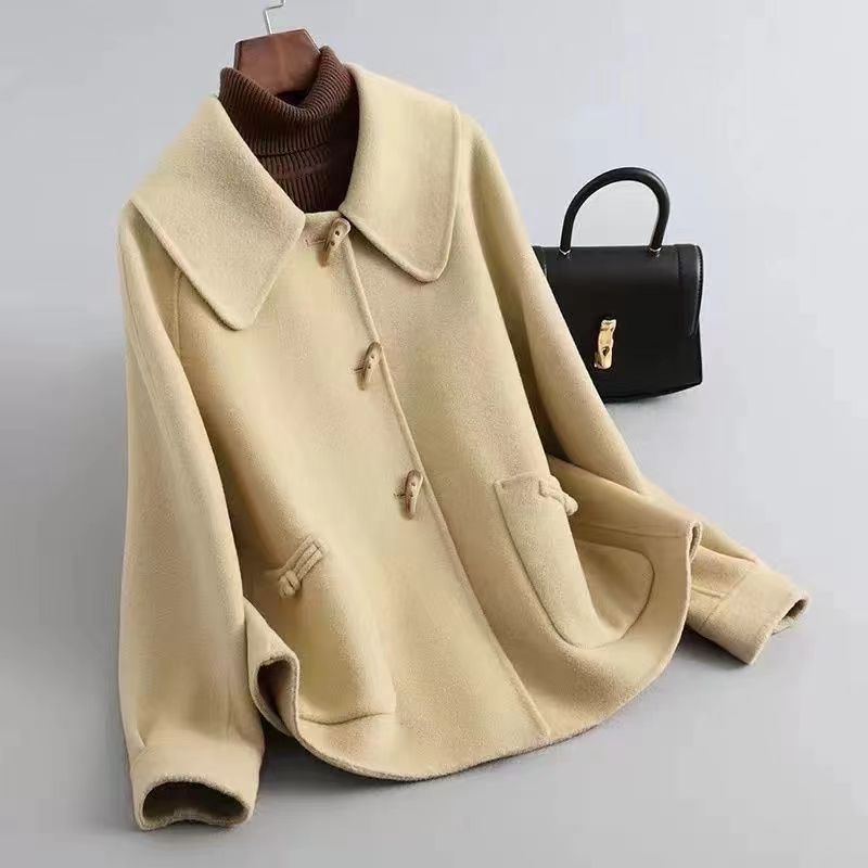 羊毛双面绒短款韩版牛角扣