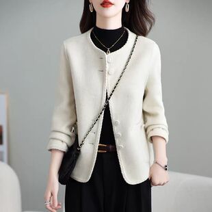 2025秋冬新款时尚百搭双面绒大衣外套短款女小香风双面羊毛呢上衣