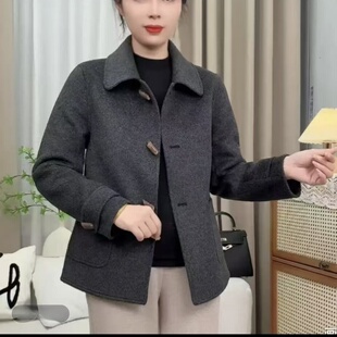 时尚百搭双面羊毛呢外套妈妈装秋冬新品2025双面绒大衣外套女短款