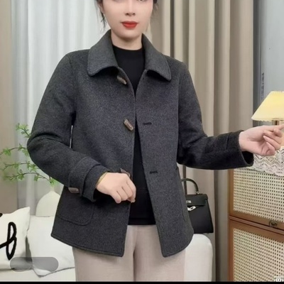 时尚百搭双面羊毛呢外套妈妈装秋冬新品2025双面绒大衣外套女短款