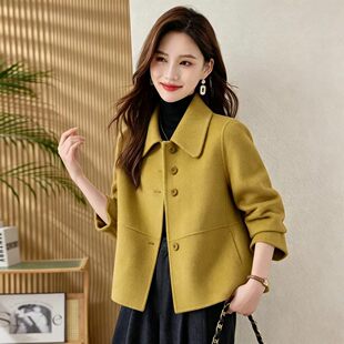 双面羊毛呢外套宽松显瘦中老年女妈妈装秋冬新款双面绒外套上衣女