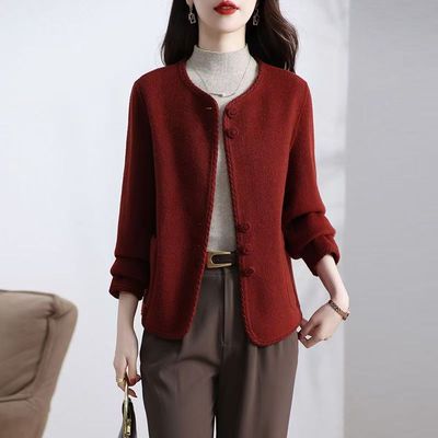 小香风质感羊毛呢外套2025秋冬新款双面羊毛大衣甜美宽松短款外套