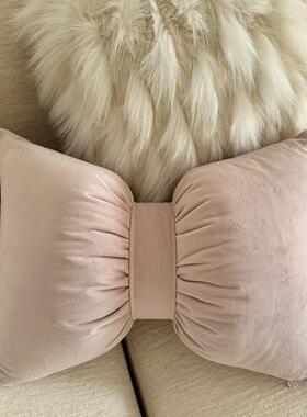 少女心可爱蝴蝶结丝绒抱枕沙发客厅轻奢感女生睡觉靠垫卧室腰靠枕