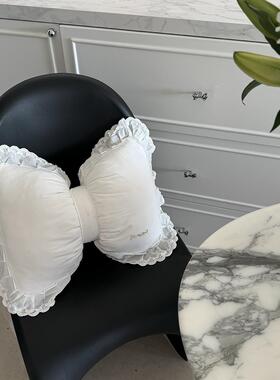 ins风白色蝴蝶结沙发花边抱枕少女可爱客厅靠垫腰枕卧室装饰可拆