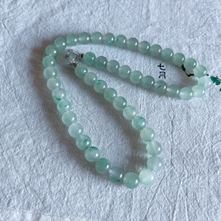 特价精品纯天然原矿非洲翠独龙玉高冰种起胶飘花10mm大珠子项链