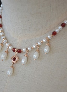 古风项链莲花贝珠软璎珞明制