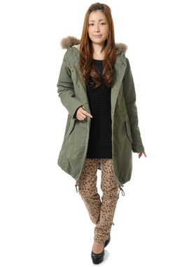 日单honeys好俪姿秋女大学生女士中长款棉衣棉服大衣外