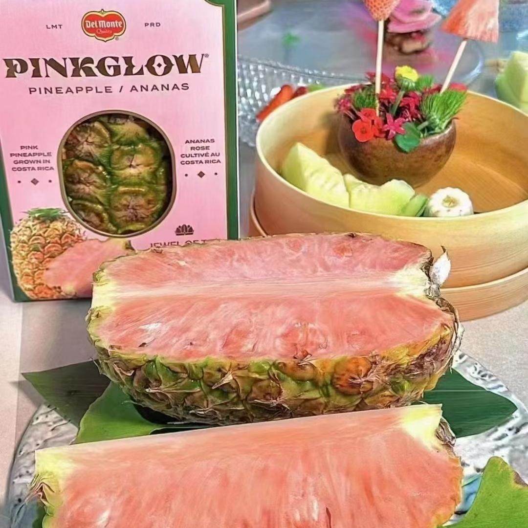 白冰同款哥斯达黎加品种粉色菠萝PinkGlow粉凤梨粉红肉凤梨