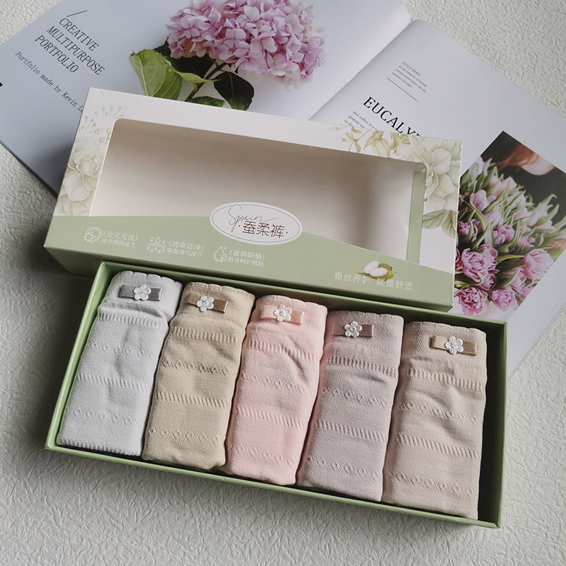 曼娜2416纯色蝴蝶结提花收腹提臀抗菌7A级蚕丝抗菌底档三角裤五色