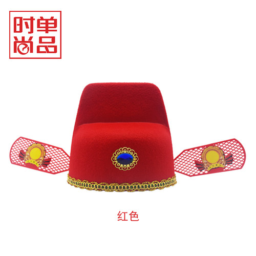 古装儿童新郎红色摄影帽