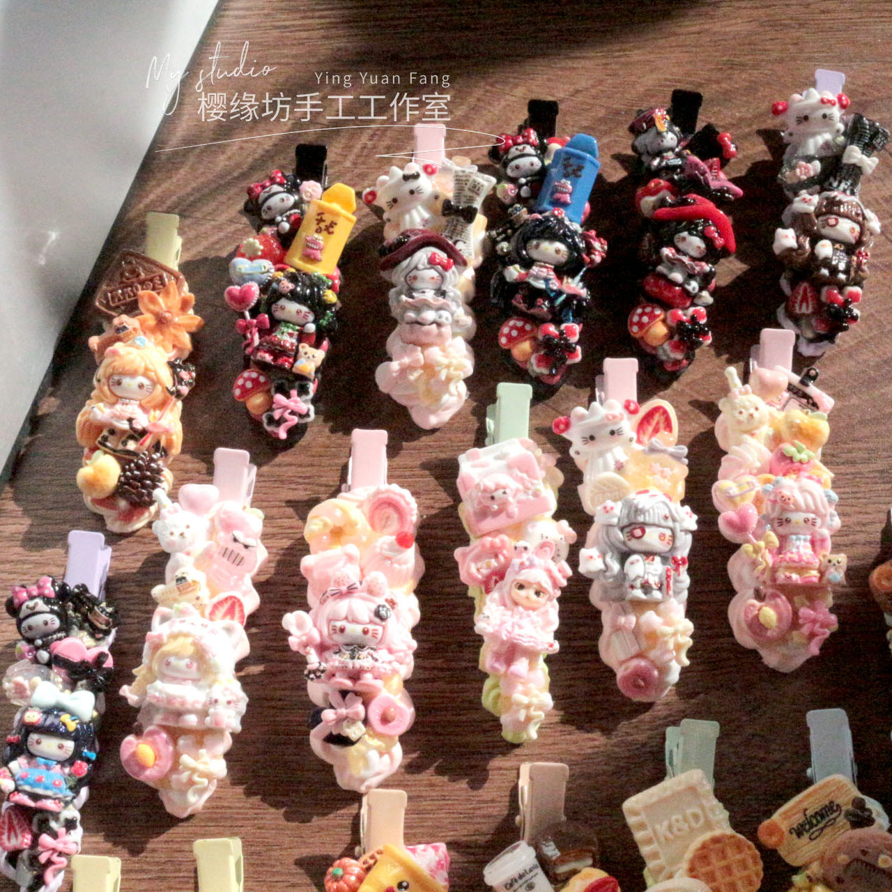 软萌奶呼定型长尾夹咖啡焦糖奶油胶发夹棉花糖发饰头饰女生配饰品