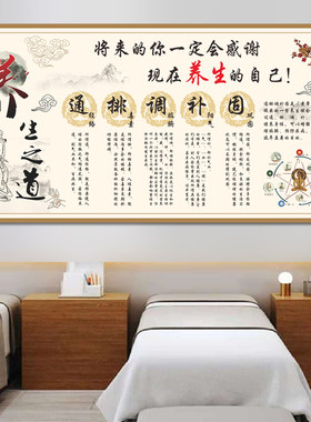 养生馆装饰画挂图背景墙贴画