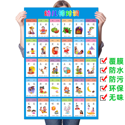 宝宝幼儿园相对词反义词墙贴纸小学生九九乘法口诀表海报挂图　