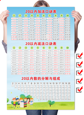 20以内加减法口诀墙贴分解组成表