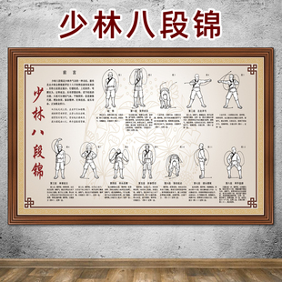 少林八段锦挂图中医养生文化海报健身五禽戏养生挂画养生馆壁画