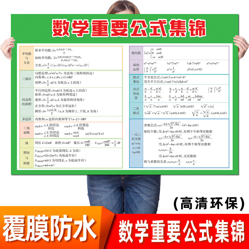 小学初中数学图形计算公式汇总挂图海报奥数公式单位换算大全墙贴