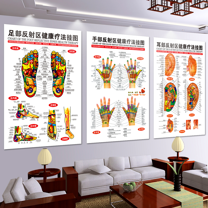足部反射区挂图足底足疗按摩好处图片经络穴位图图解中医养生海报-封面