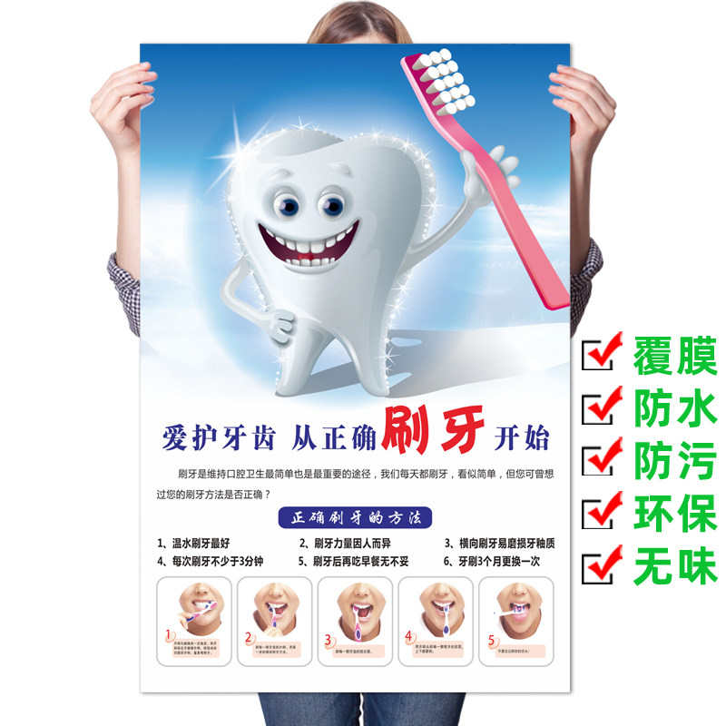 正确刷牙方法知识挂图牙科口腔健康文化宣传海报口腔诊所墙贴画,个性定制/设计服务/DIY,写真/海报印制,淘宝优惠券,粉丝福利购,淘宝优惠卷