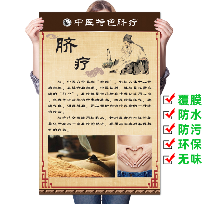 中医养生脐灸海报脐疗宣传画挂画装饰画广告脐灸的功效贴纸墙贴纸