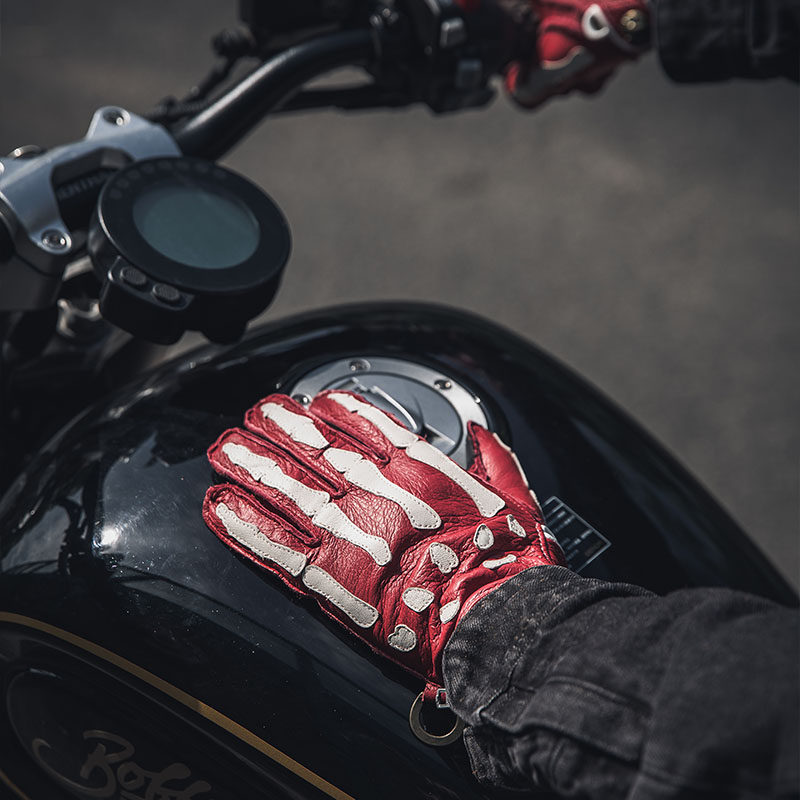 BVT复古摩托车真皮鹿皮手套哈雷机车骑行全指印第安防护男女四季