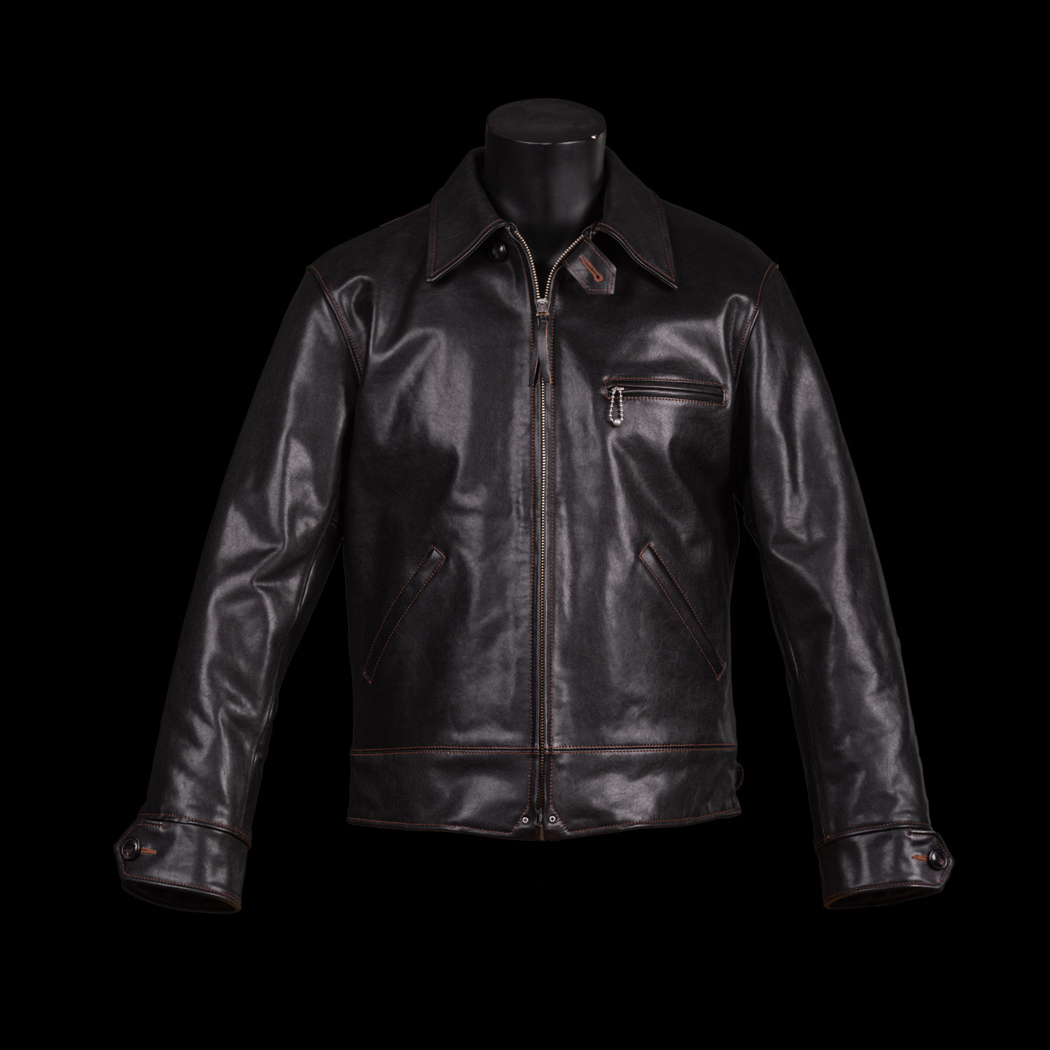 海盗出品美国1930年代机车夹克加州小熊版日本栎木县茶芯马皮大码