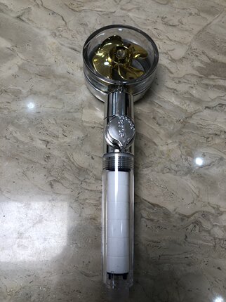 网红可视滤芯小蛮腰金色风车螺旋桨花洒可调节一键开关莲蓬头软管