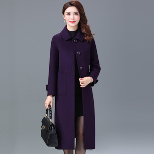 宽松双面呢妈妈羊毛呢外套 大码 高端羊绒大衣女长款 过膝2025秋冬装