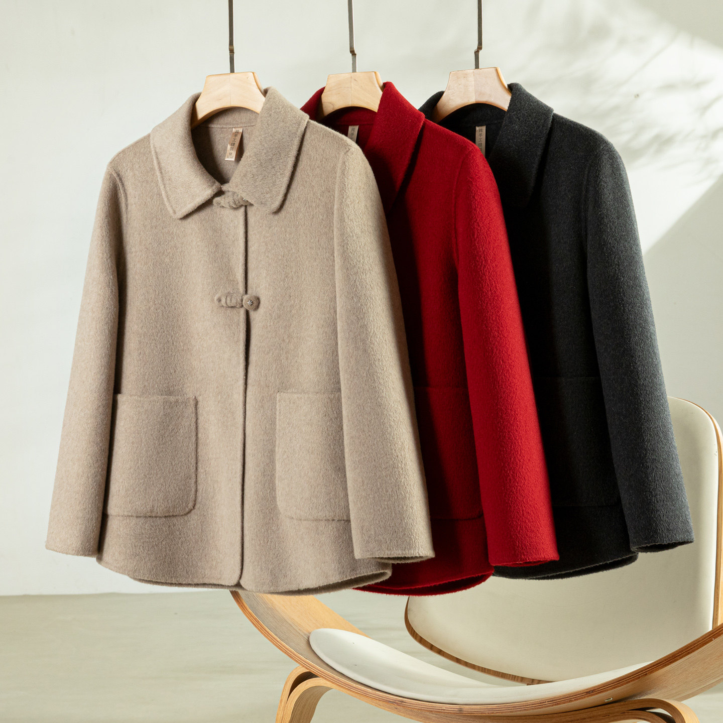 中年妈妈双面呢羊毛大衣女短款小个子秋冬新款高级感气质毛呢外套,女装/女士精品,毛呢外套,淘宝优惠券,粉丝福利购,淘宝优惠卷