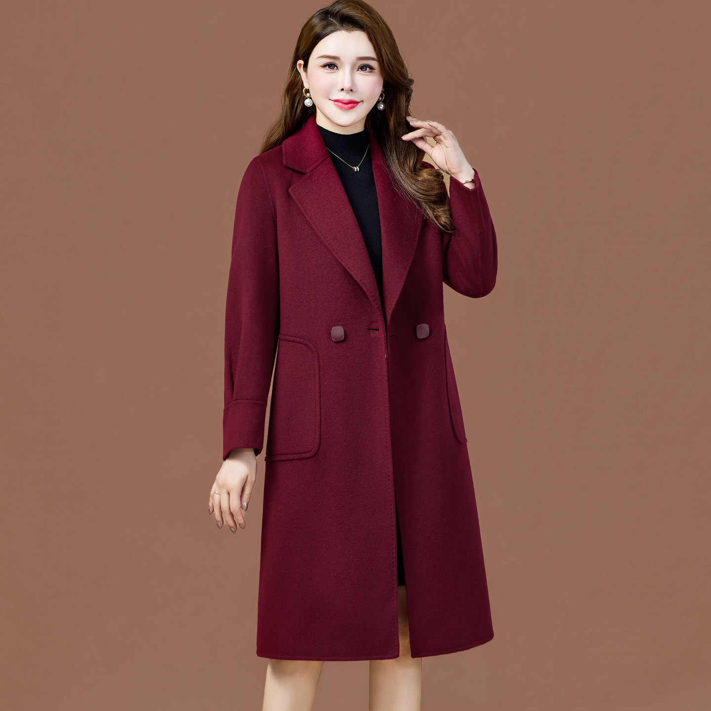 高端大气妈妈双面羊绒大衣女中长款呢子新款秋冬羊毛西装毛呢外套,女装/女士精品,毛呢外套,淘宝优惠券,粉丝福利购,淘宝优惠卷