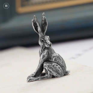 REXY限量九号秘事神秘野兔子S925纯银复古黄铜小摆件 纪念送礼物