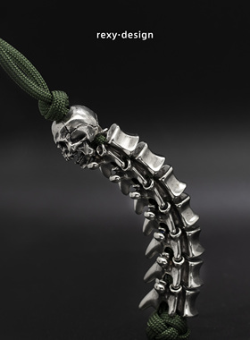 REXY手工编织脊椎骨伞绳骷髅刀坠EDC 汽车钥匙扣背包挂件户外配饰
