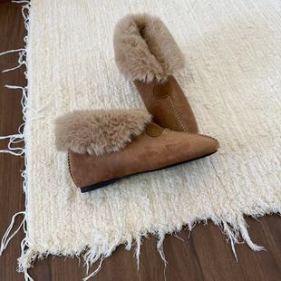 时尚 百搭外穿加绒保暖雪地靴女简约深口一脚蹬懒人棉靴子