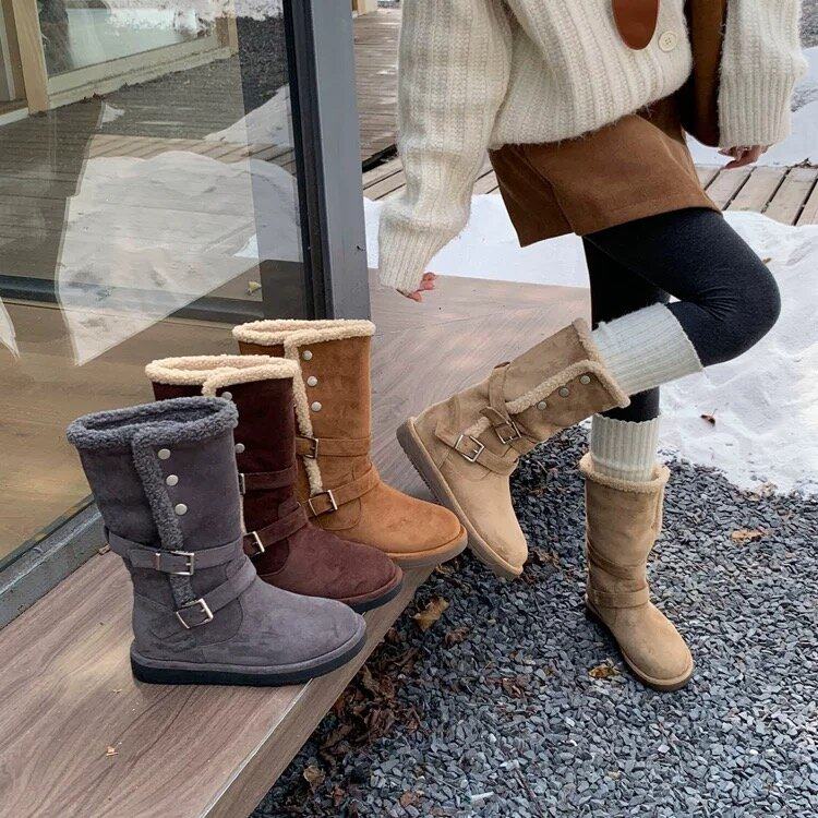 秋冬羊羔绒加厚保暖舒适两穿雪地靴休闲棉靴皮毛一体厚底勃肯长靴,女鞋,时装靴,淘宝优惠券,粉丝福利购,淘宝优惠卷