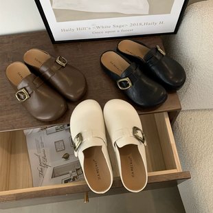 2026春款 RUI 韩版 搭扣包头半拖鞋 JIA 女外穿厚底一脚蹬勃肯鞋 MEI