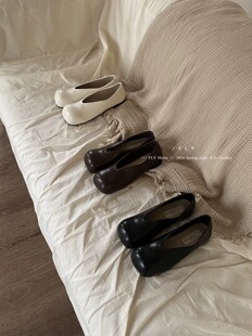 THEFENGLIYA 复古风方头浅口芒果头平底一脚蹬软底百搭奶奶单鞋