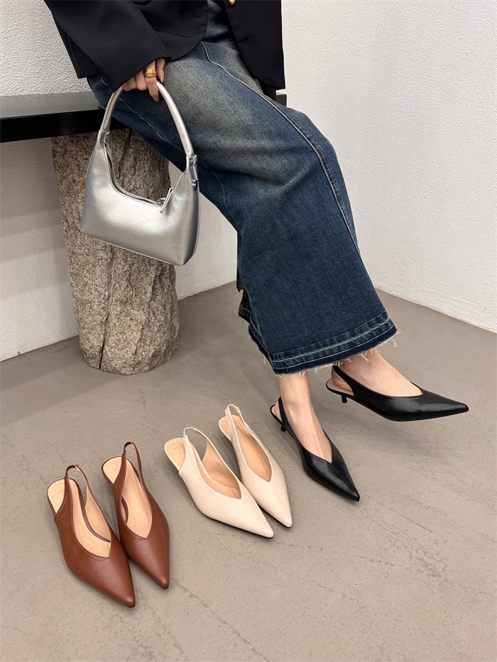 凉鞋优雅气质细跟后绊带单鞋