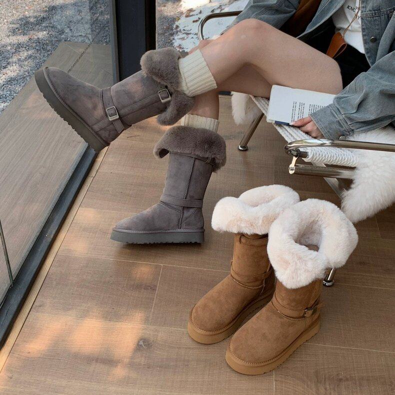 MUMIXI 小个子厚底雪地靴女2025冬季新款加绒加厚保暖高筒靴棉鞋,女鞋,时尚雪地靴,淘宝优惠券,粉丝福利购,淘宝优惠卷