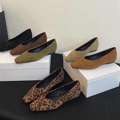 内增高绒面豹纹单鞋女鞋子